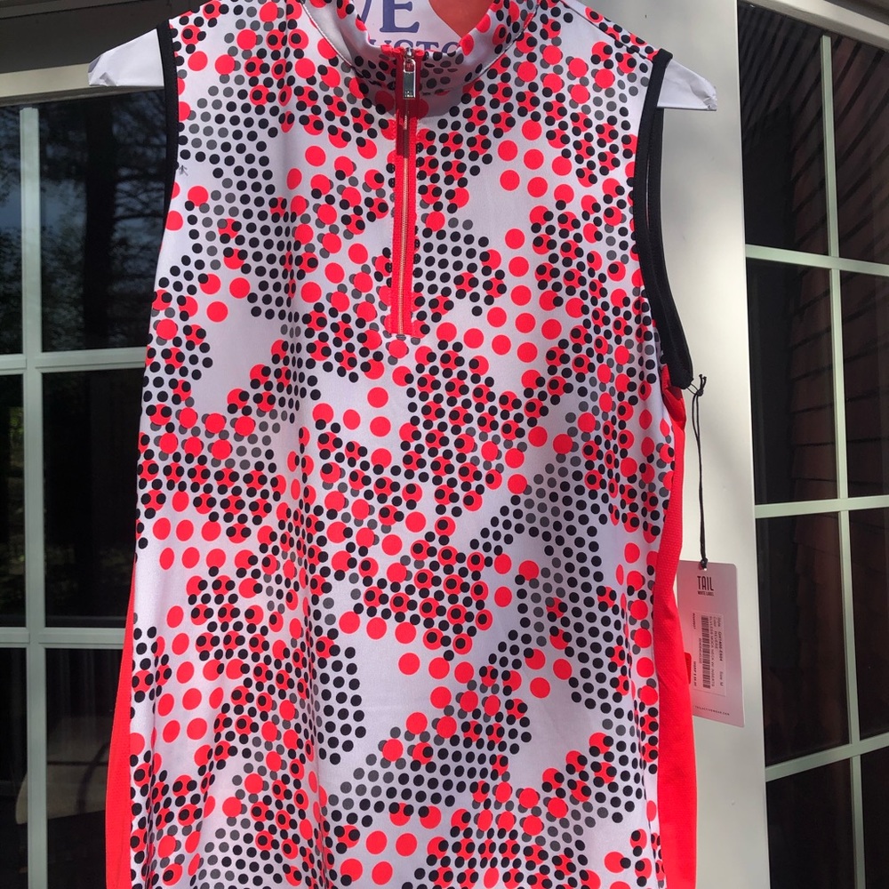 NWT Tail sleeveless golf shirt!! Blk/wht/orange!